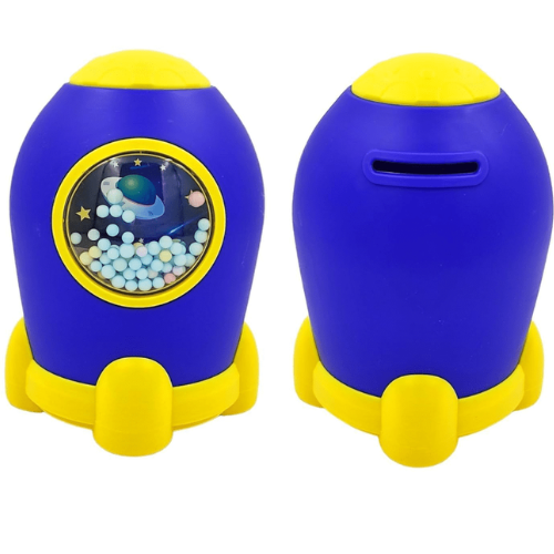 Space Theme Rocket Shape Gullak Money Bank with Number Code Lock